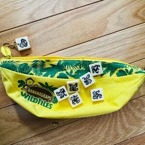 Bananagrams Wild Tiles Word Game Set with Yellow Banana Shaped Pouch
